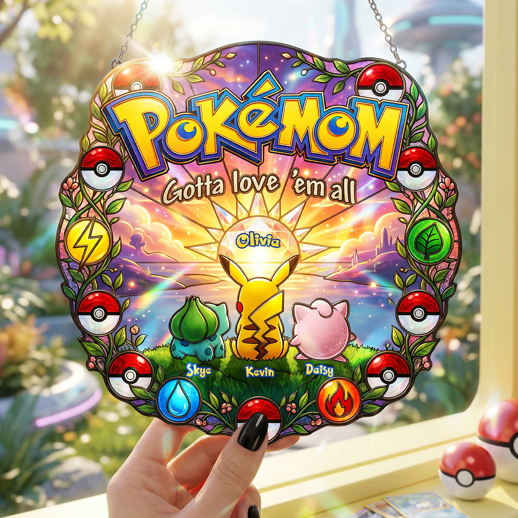 Personalized Pokémon Window Hanging Suncatcher Gift for Mom