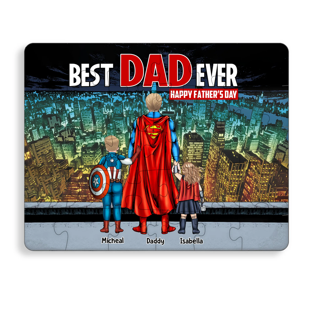 Personalized Superhero Puzzle Best Dad Ever with Kids Gift
