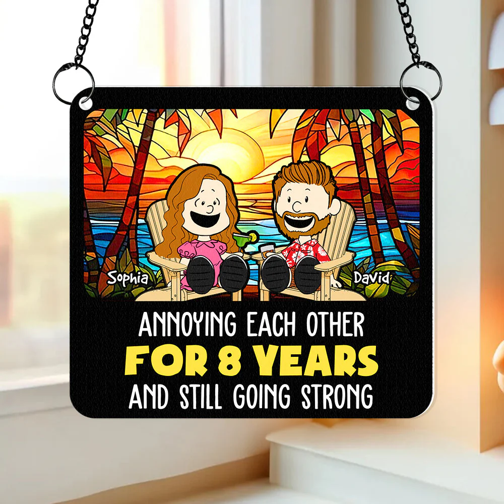 Personalized Window Hanging Suncatcher Ornament for Couples Anniversary Gift