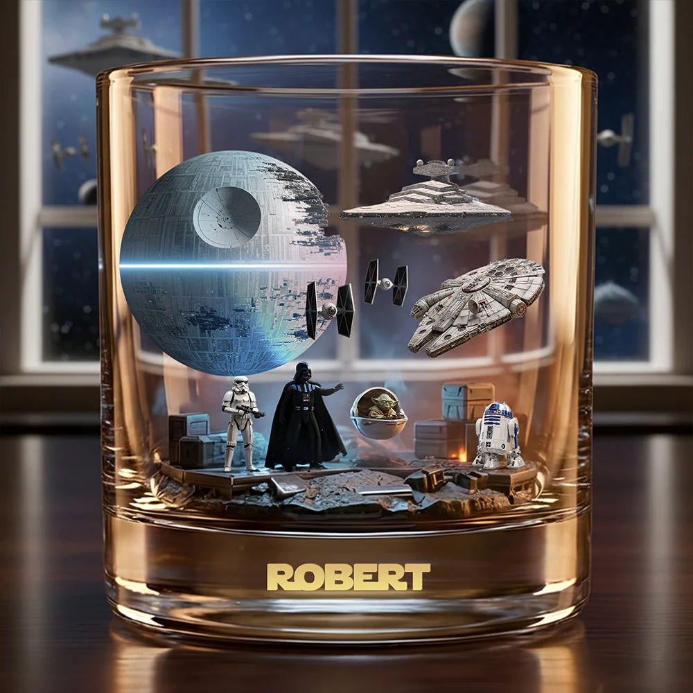 Personalized Star Wars Whiskey Glass Custom Name Gift for Him
