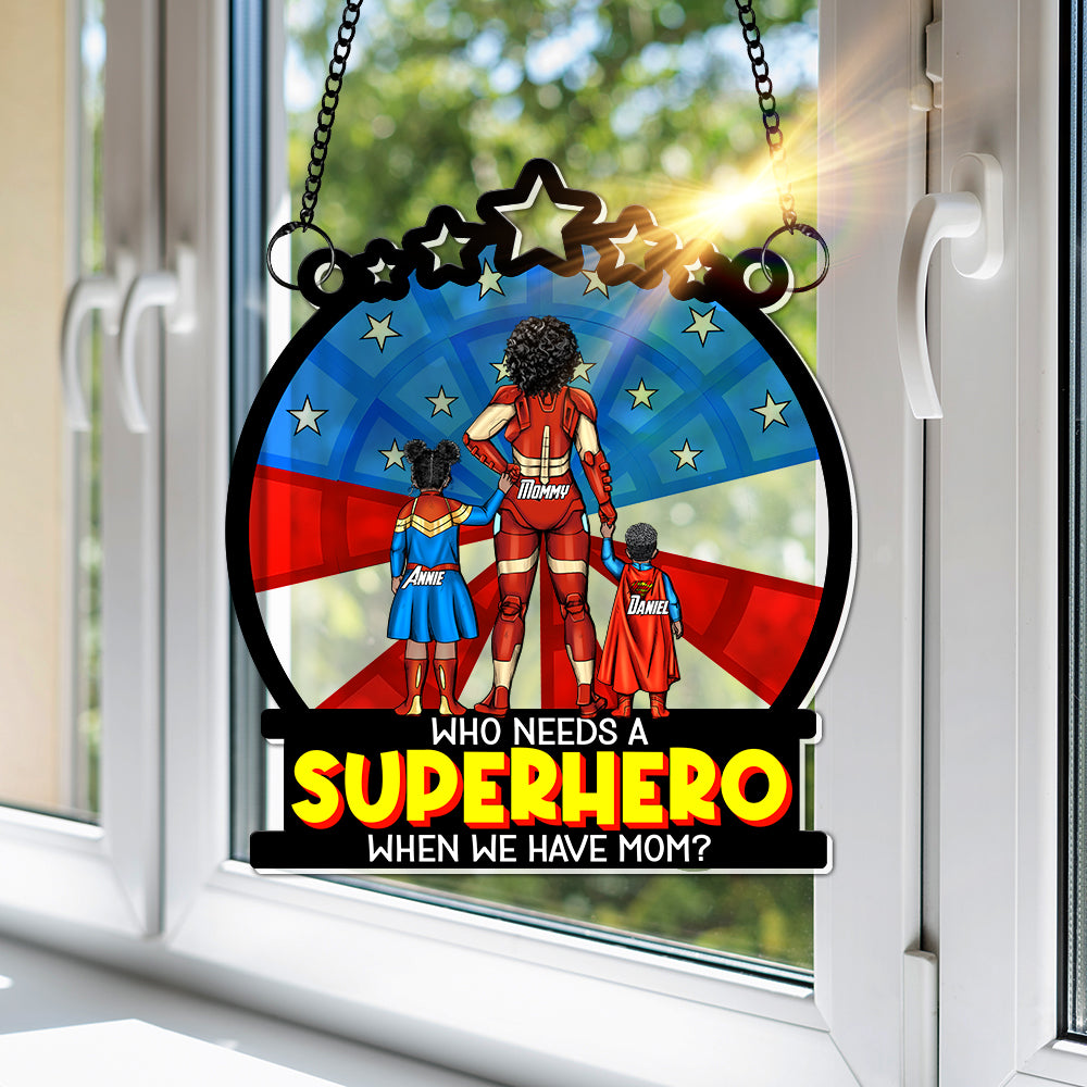 Personalized Superhero Mom Window Hanging Suncatcher Gift