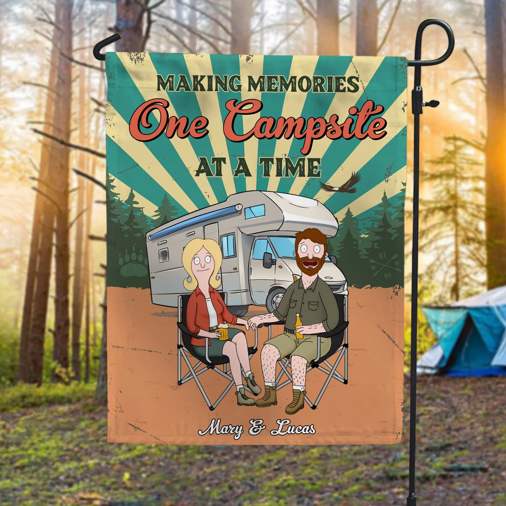 Personalized Camping Flag with Couple Design for Unique Gift