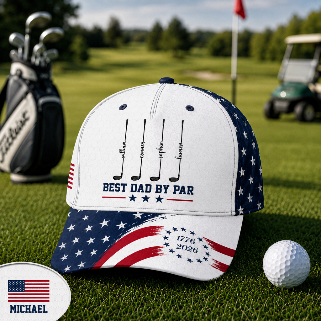 Personalized Patriotic Cap Gift for Dad Custom Name US Eagle HN590 - AOP Cap GradoCreations