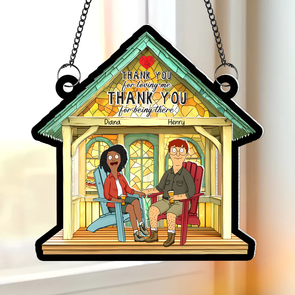 Personalized Burger Couple Suncatcher Home Decor Gift for Anniversary