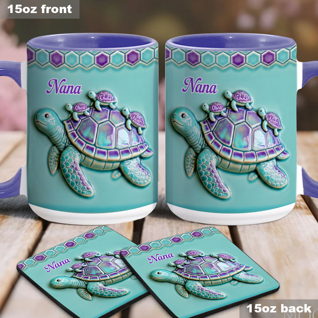 Personalized Grandma Accent Mug with Turtle Design Gift for Nana