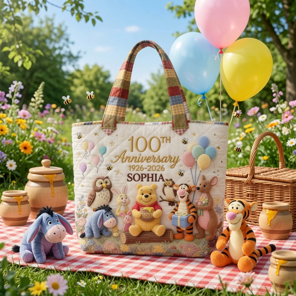 Personalized Quilted Tote Bag 100th Anniversary Gift for Her Quilted Tote Bag GradoCreations