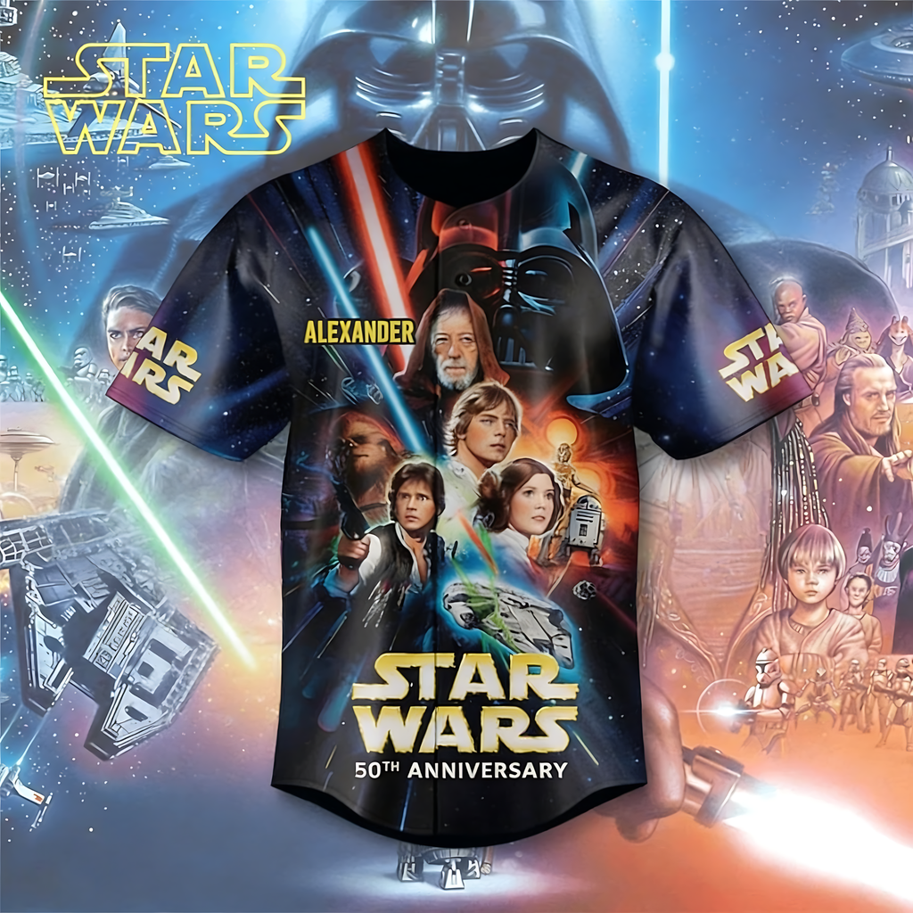 Personalized Star Wars 50th Anniversary Baseball Jersey Gift for Movie Fans