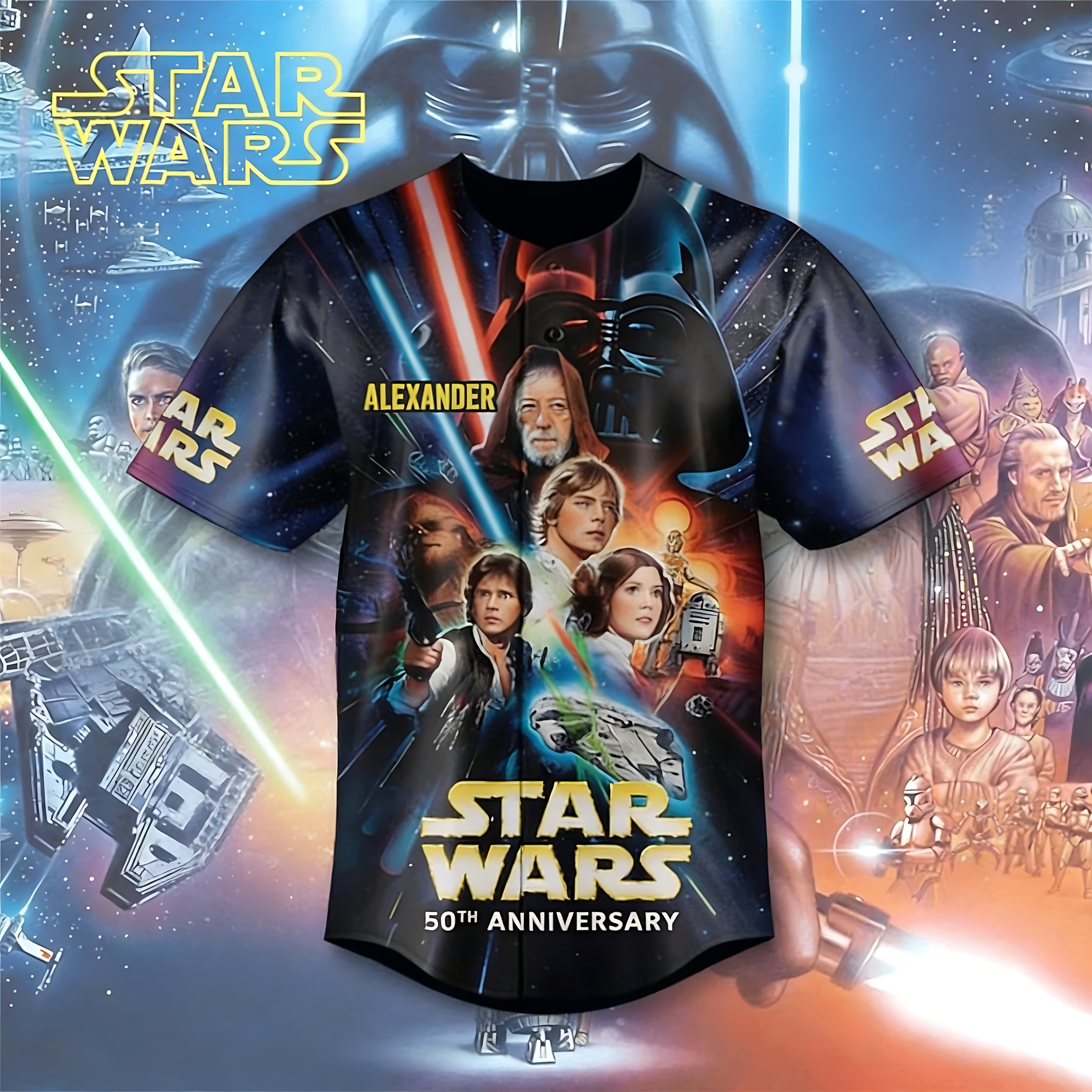 Personalized Star Wars 50th Anniversary Baseball Jersey Gift for Movie Fans
