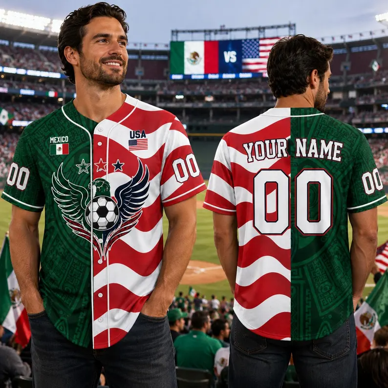 Personalized Baseball Jersey USA Mexico Soccer Gift for Fans