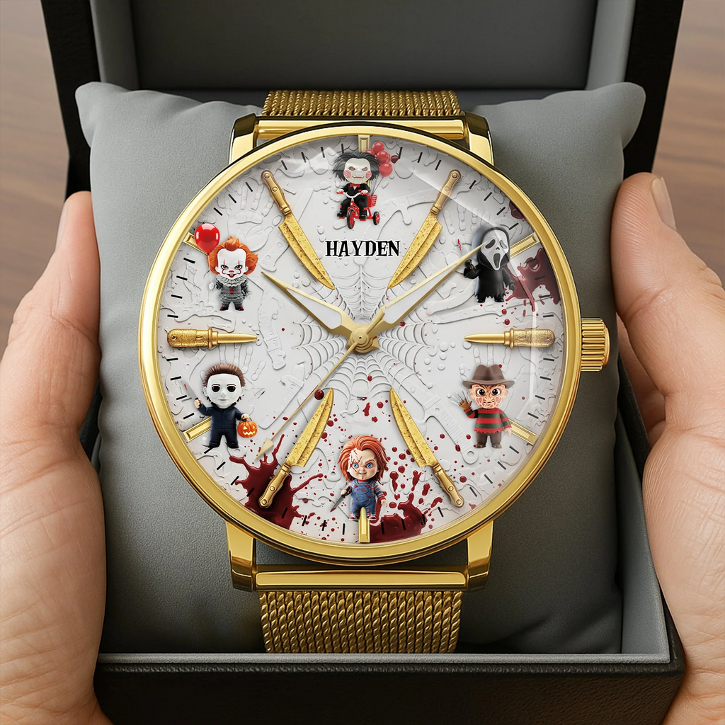 Personalized Horror Character Hand Watch Halloween Gift for Fans Hand Watch GradoCreations