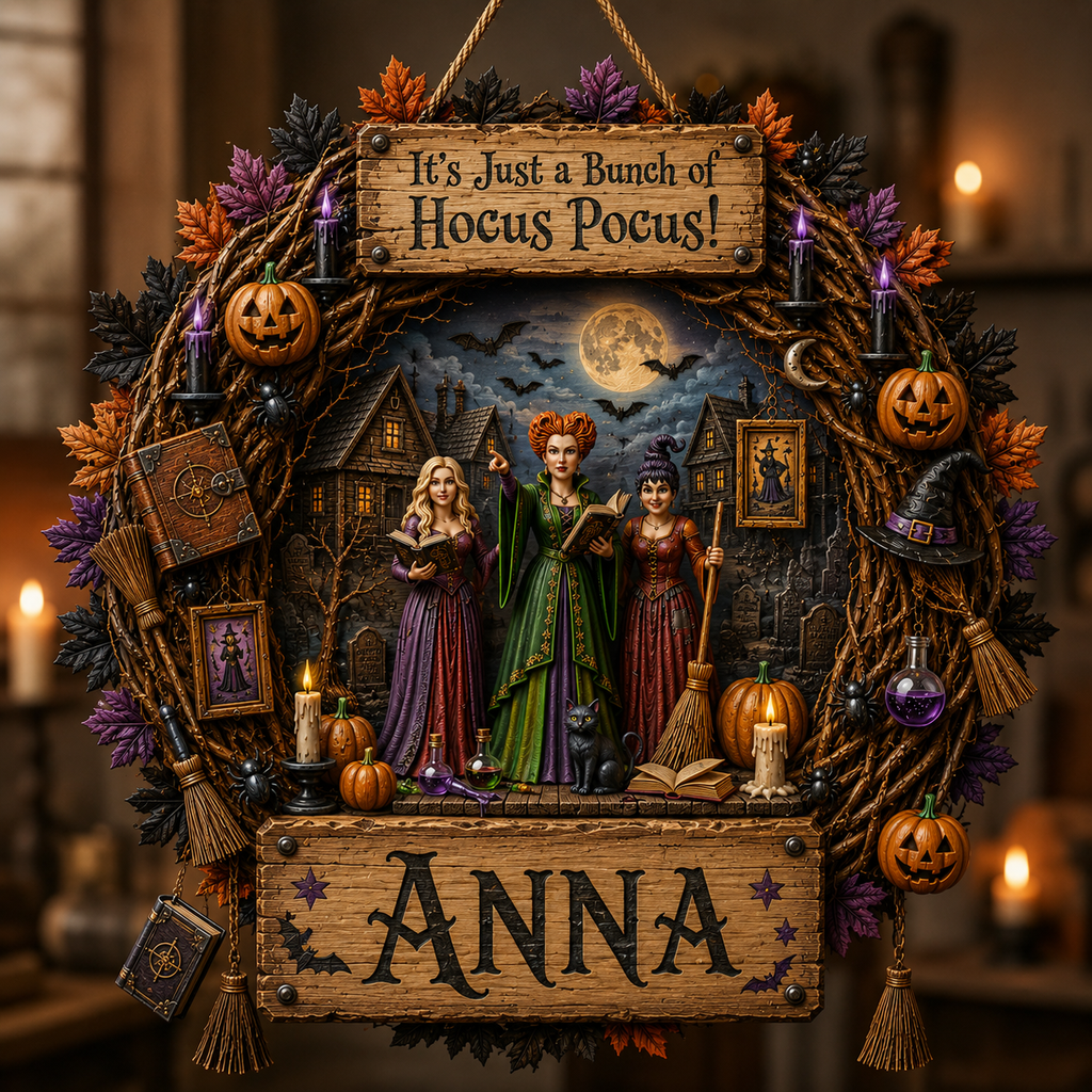 Personalized Halloween Wood Sign for Witch Lovers - Custom Home Decor Gift Wood Sign GradoCreations