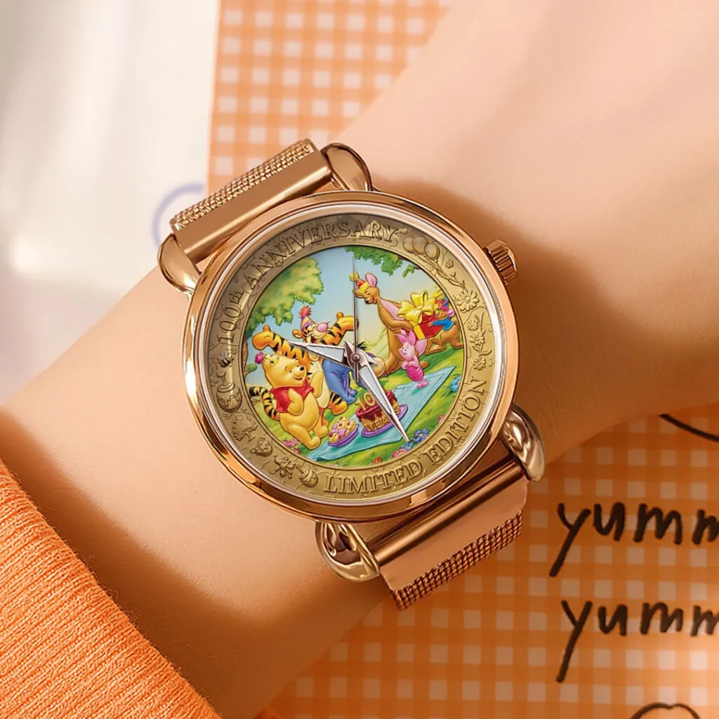 Personalized Women Hand Watch with Custom Strap Charms - 100th Anniversary Gift