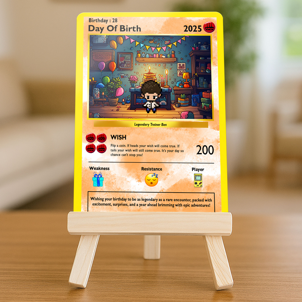 Personalized Pixel PoMo Metal Card Unique Birthday Gift for Kids, Friends
