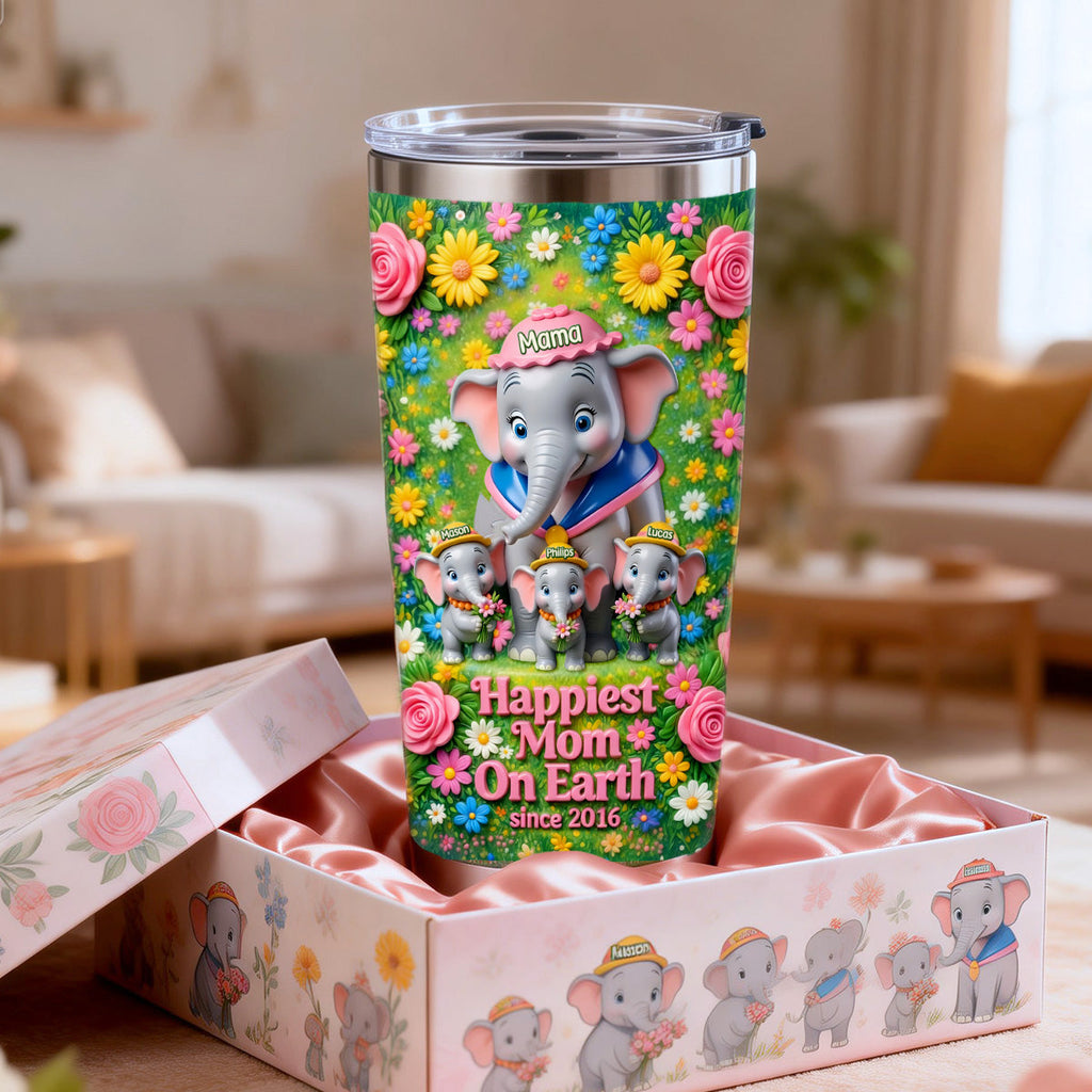 Personalized Happiest Mom On Earth Tumbler Custom Name Gift for Mom Tumbler GradoCreations