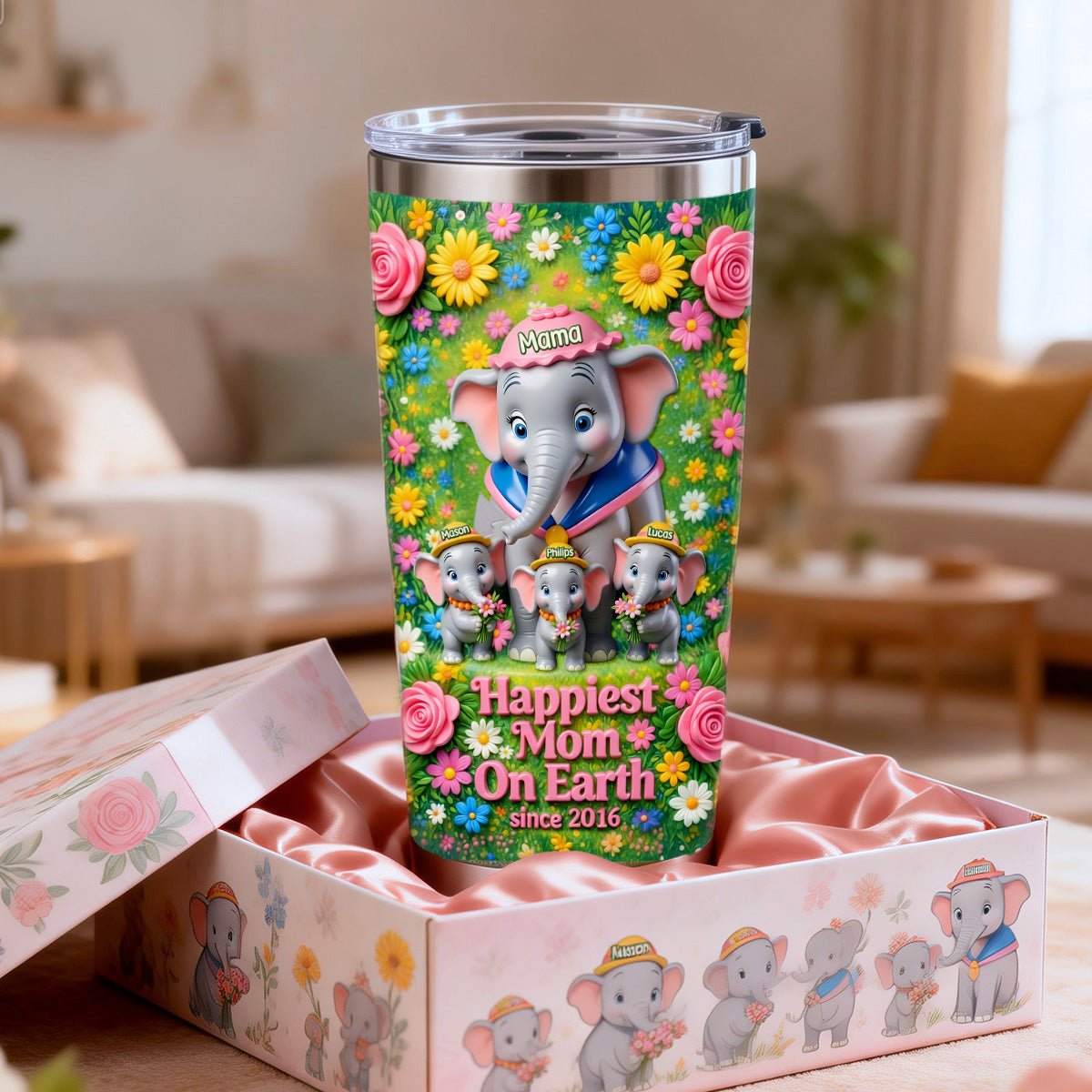 Personalized Happiest Mom On Earth Tumbler Custom Name Gift for Mom Tumbler GradoCreations