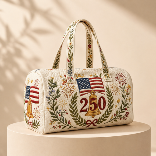 American Flag Quilted Duffle Bag Custom Gift for Patriots Quilted Duffle Bag GradoCreations