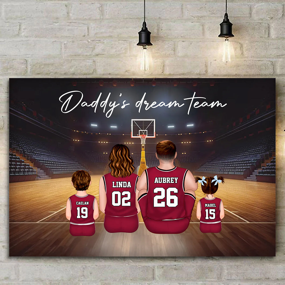 Personalized Basketball Family Canvas Poster Gift for Dad