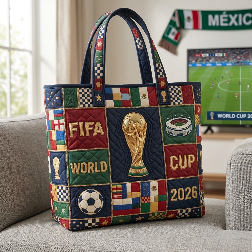 Quilted Tote Bag FIFA World Cup 2026 Gift for Soccer Fans