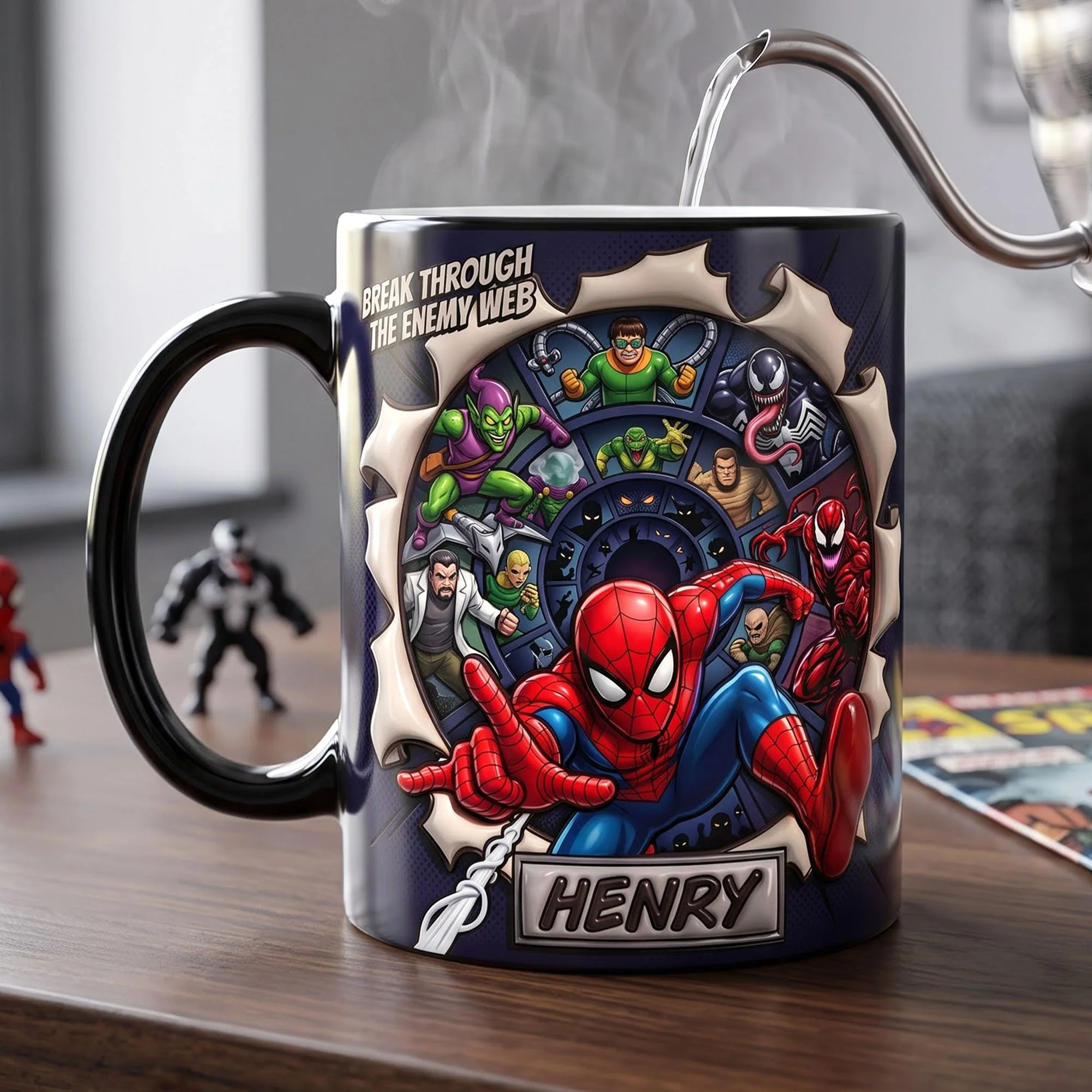 Custom Name Kids Mug Spider-Man Break Through Gift Mug GradoCreations