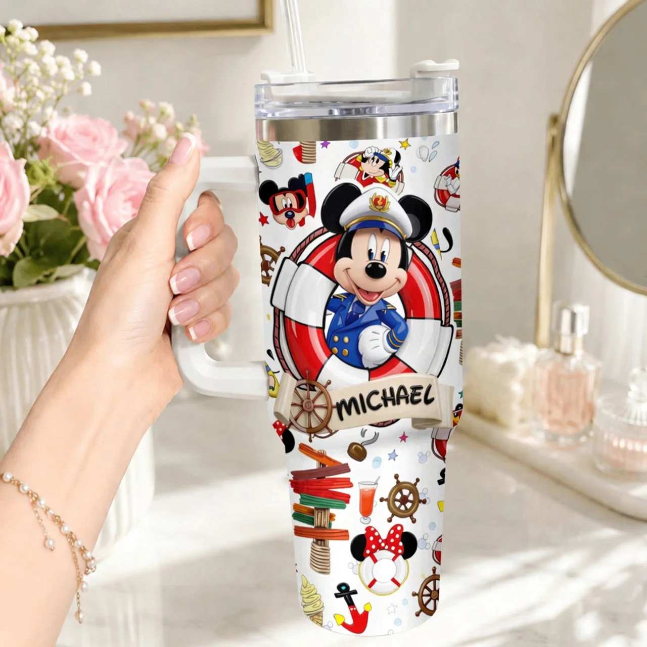 Personalized Disney-Style Stainless Steel Tumbler with Name - Gift for Fans