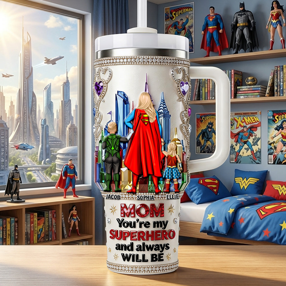 Personalized Mom Tumbler Superhero Gift | Custom Insulated Drinkware