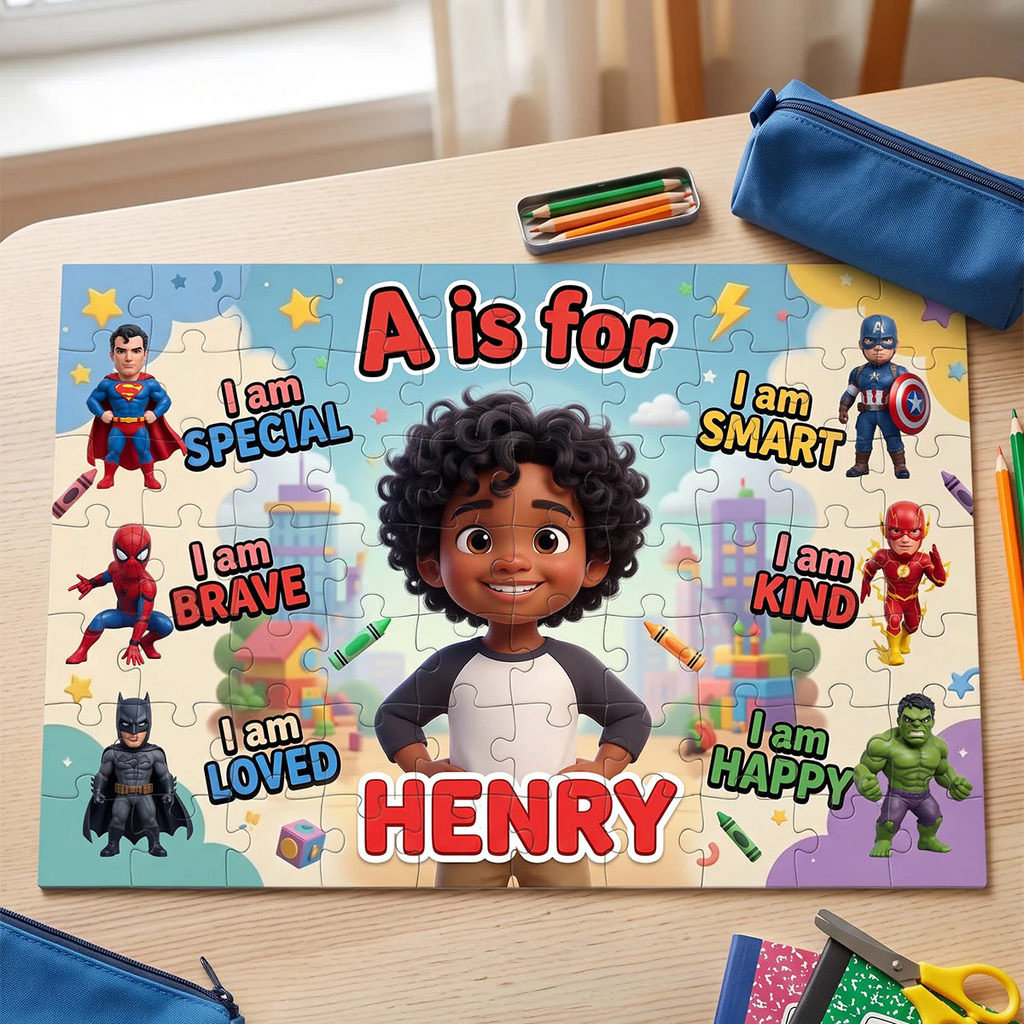 Personalized Kids Puzzle with Custom Photo and Name - Gift for Son