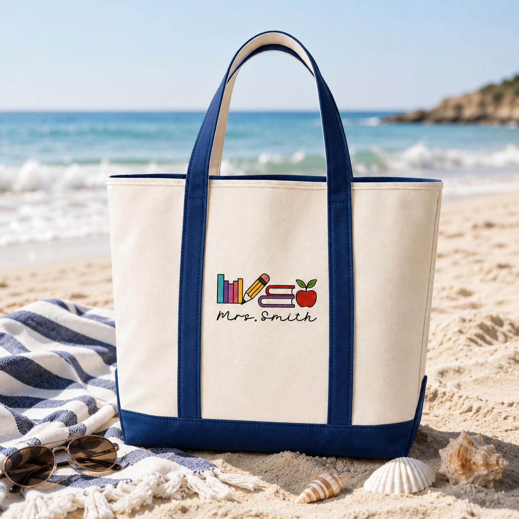 Personalized Embroidery Tote Bag Custom Name Teacher Gift