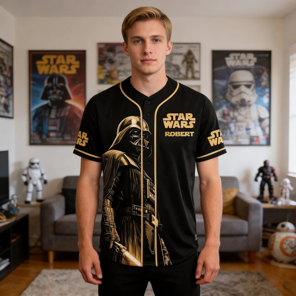 Personalized Star Wars Baseball Jersey 50th Anniversary Gift for Movie Fans