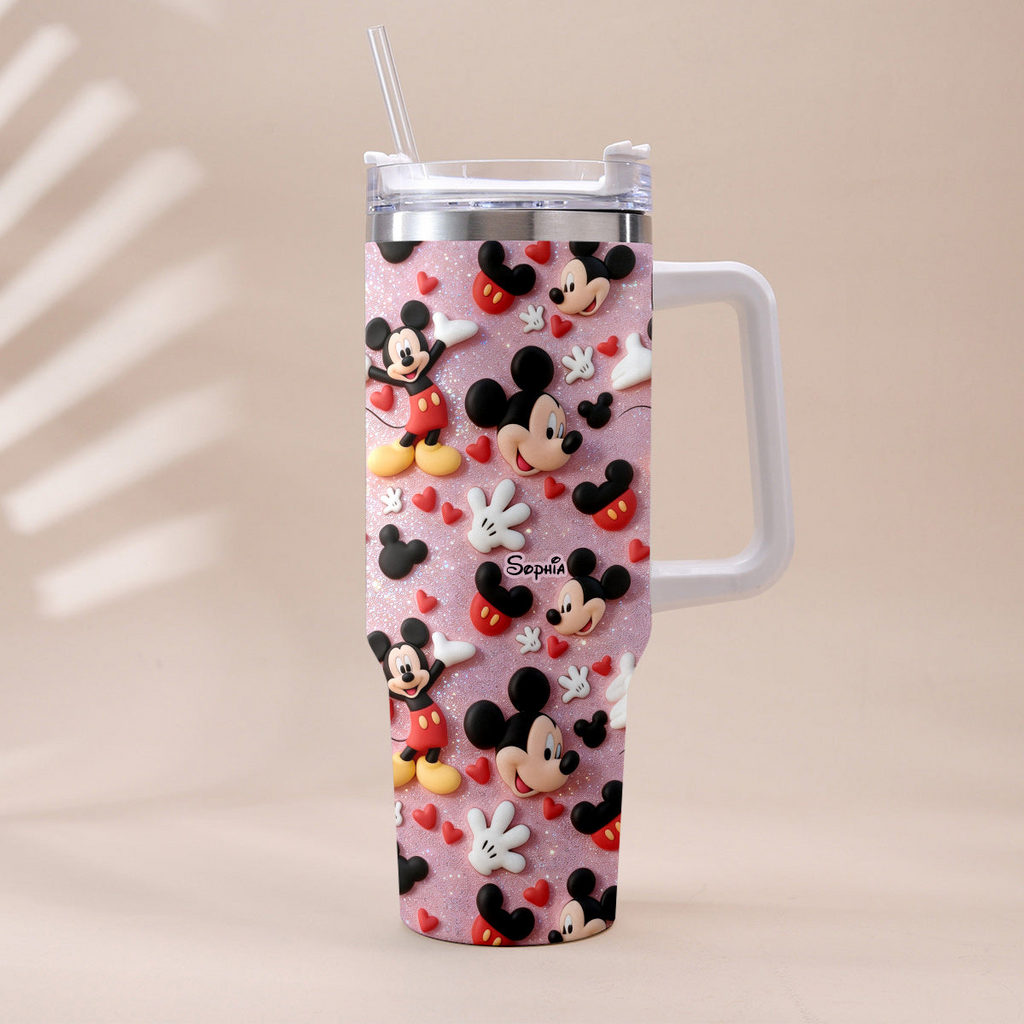 Personalized Mickey Mouse Tumbler with Handle Gift for Movie Fans