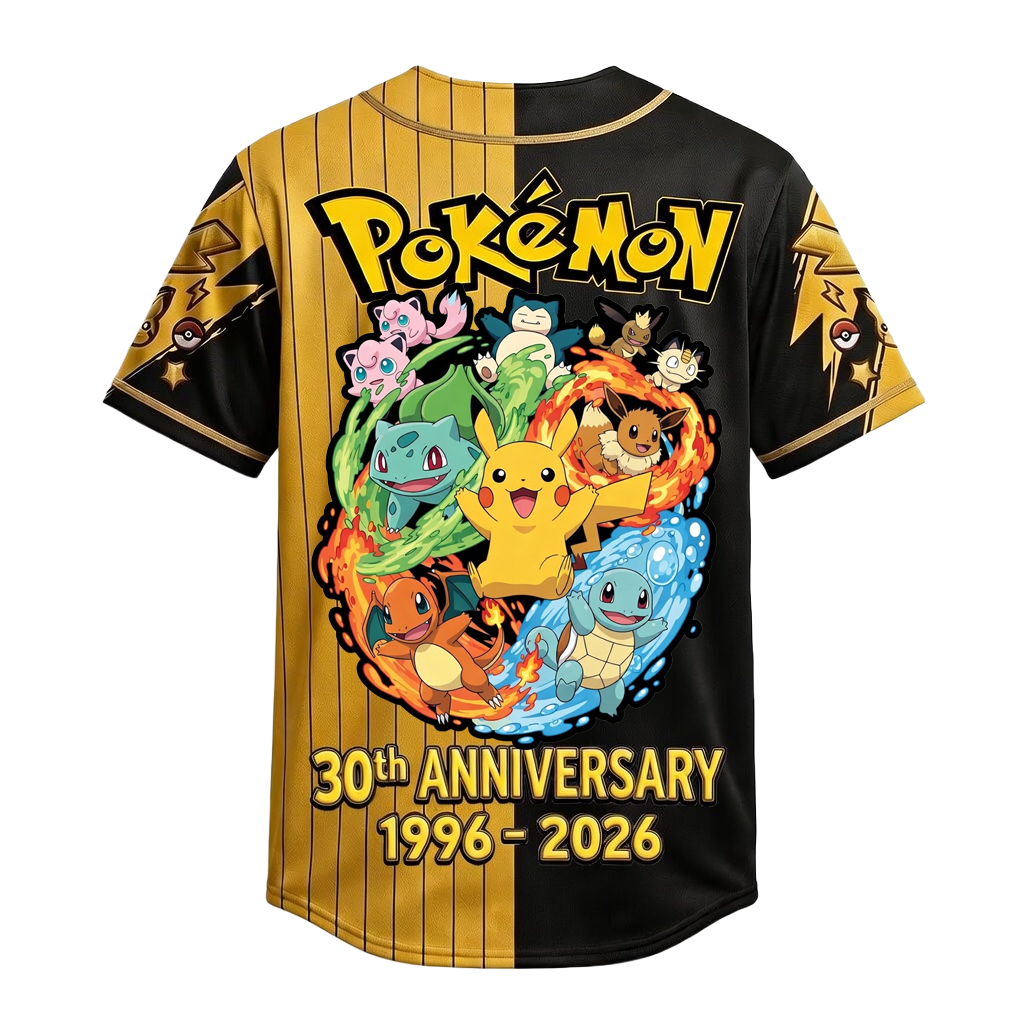 Personalized Pokémon Baseball Jersey for Kids & Adults - Unique Anniversary Gift