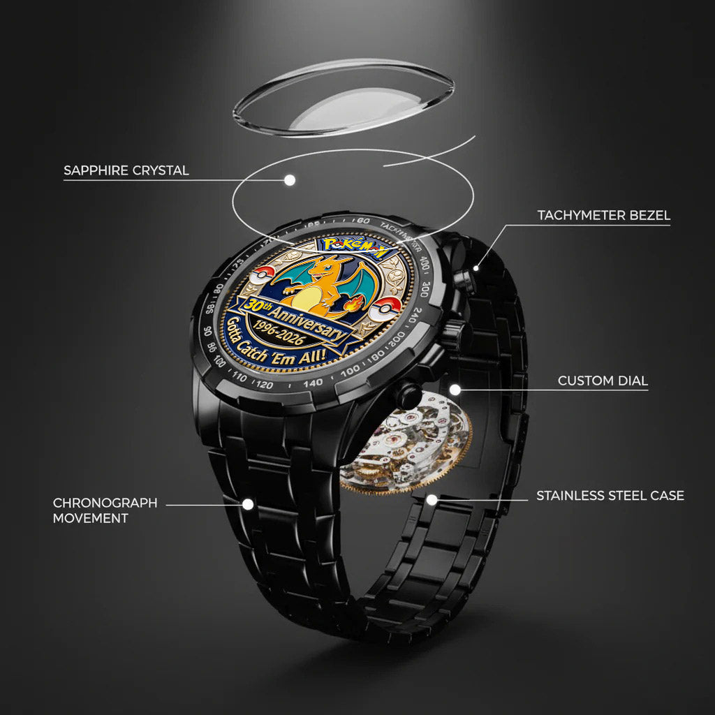 Personalized Pokémon 30th Anniversary Hand Watch Gift for Him