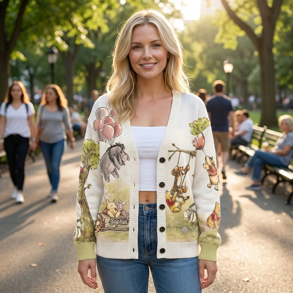 Personalized Knitted Cardigan Custom Name for Her - Cozy & Stylish Cardigan GradoCreations