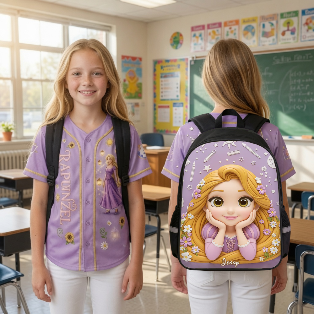 Personalized Cartoon Backpack Set with Lunch Bag & Pencil Case for Girls