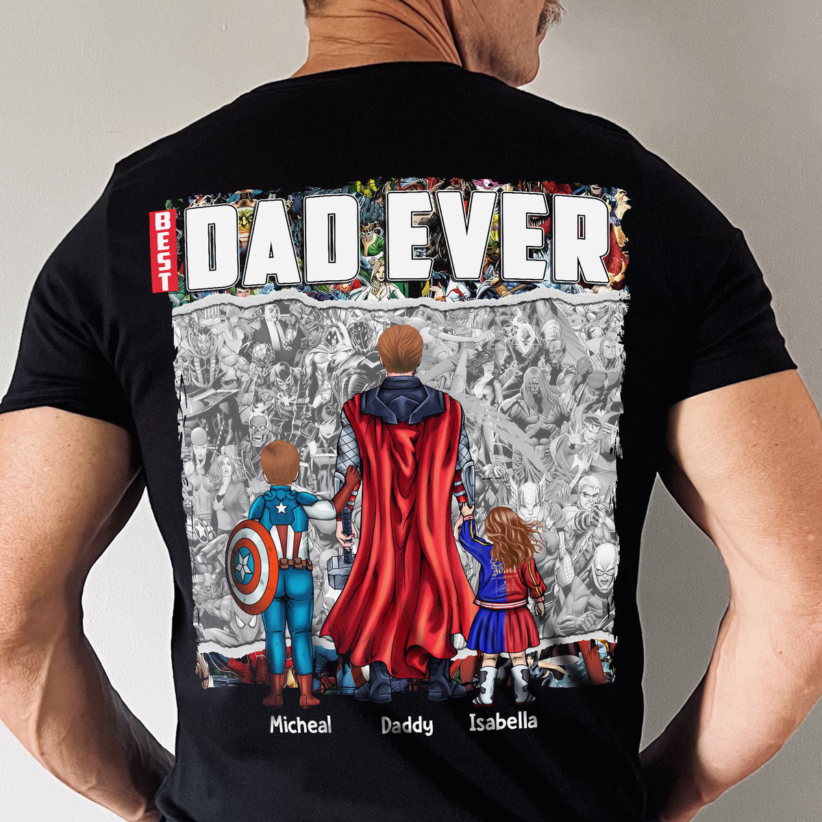 Personalized SuperDad T-Shirt Best Dad Ever Gift for Dad