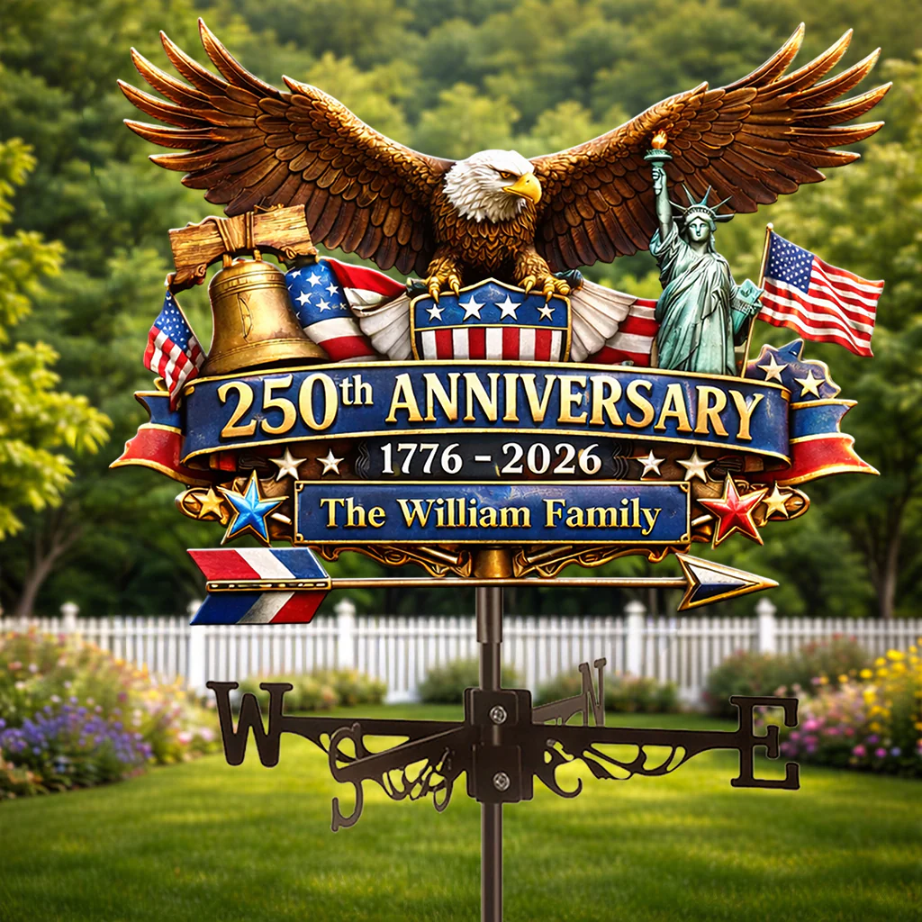 Personalized Eagle American Flag Weather Vane Gift for Patriotic Family
