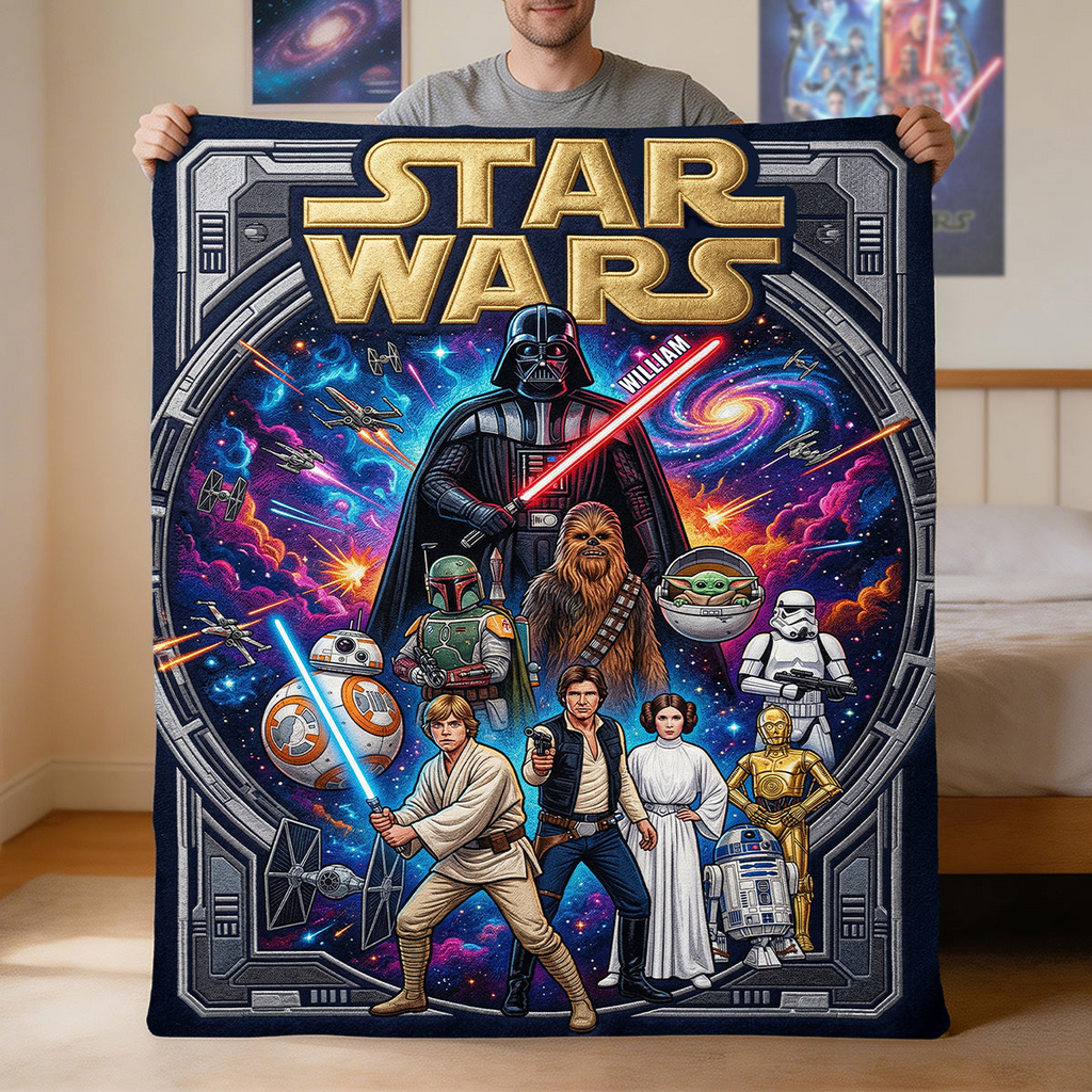 Personalized Star Wars Blanket Gift for Movie Fans - Fleece or Sherpa