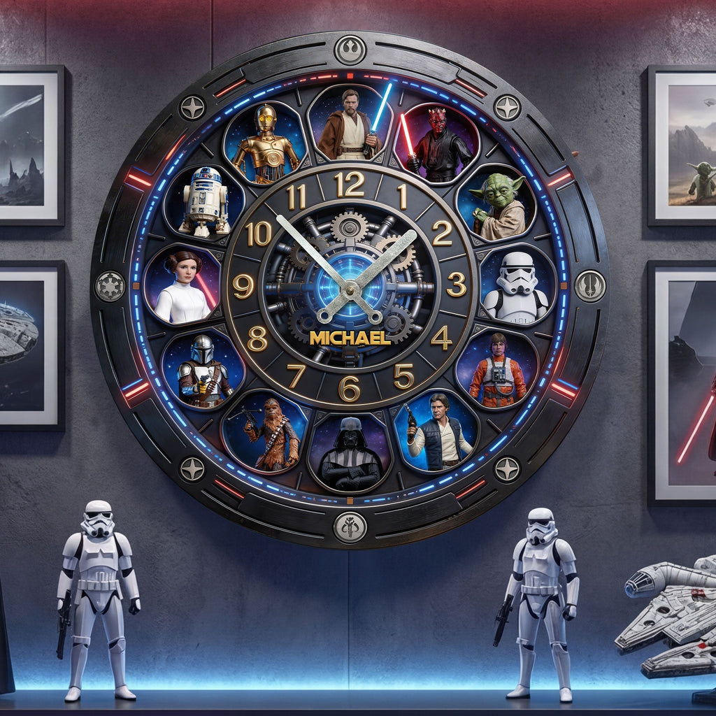 Personalized Star Wars Characters Wall Clock Family Gift Wall Hanging Clock GradoCreations