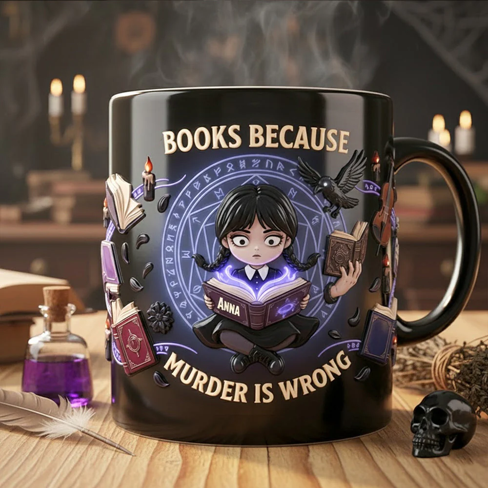 Personalized Horror Movies Accent Mug Custom Name Gift for Book Lovers Mug GradoCreations