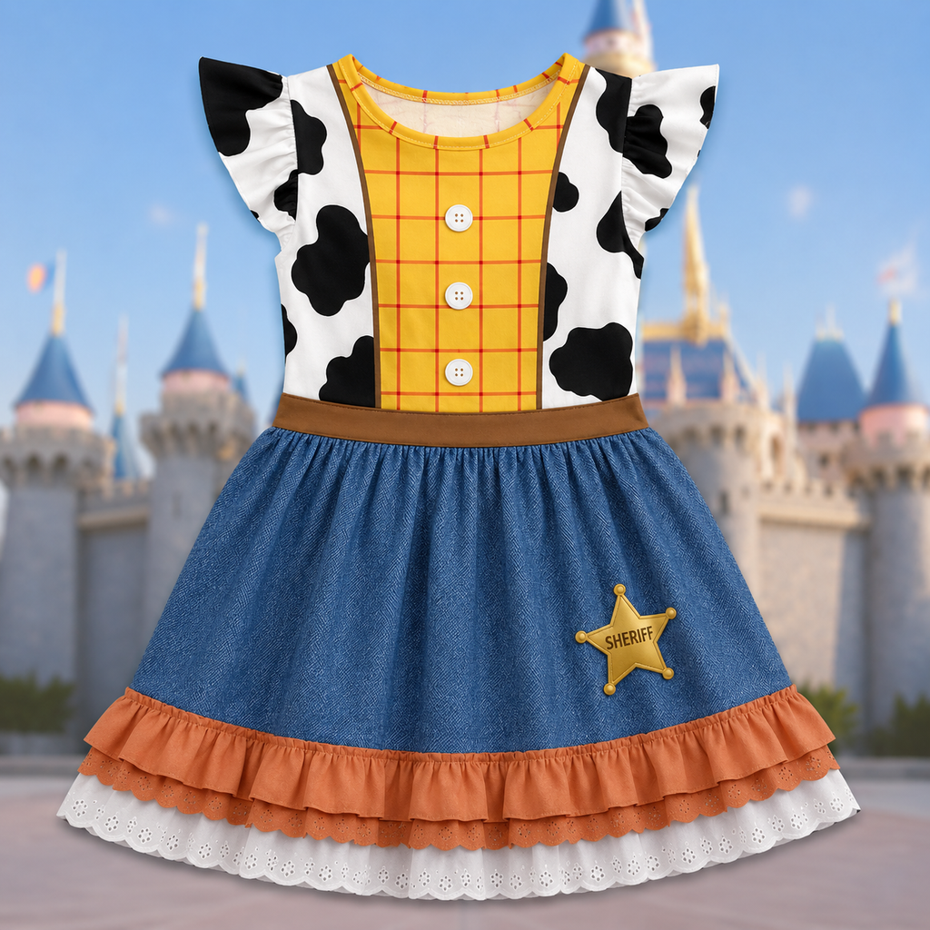 Personalized Kids Cowboy Theme Dress Woody Costume for Halloween Kid Dress GradoCreations