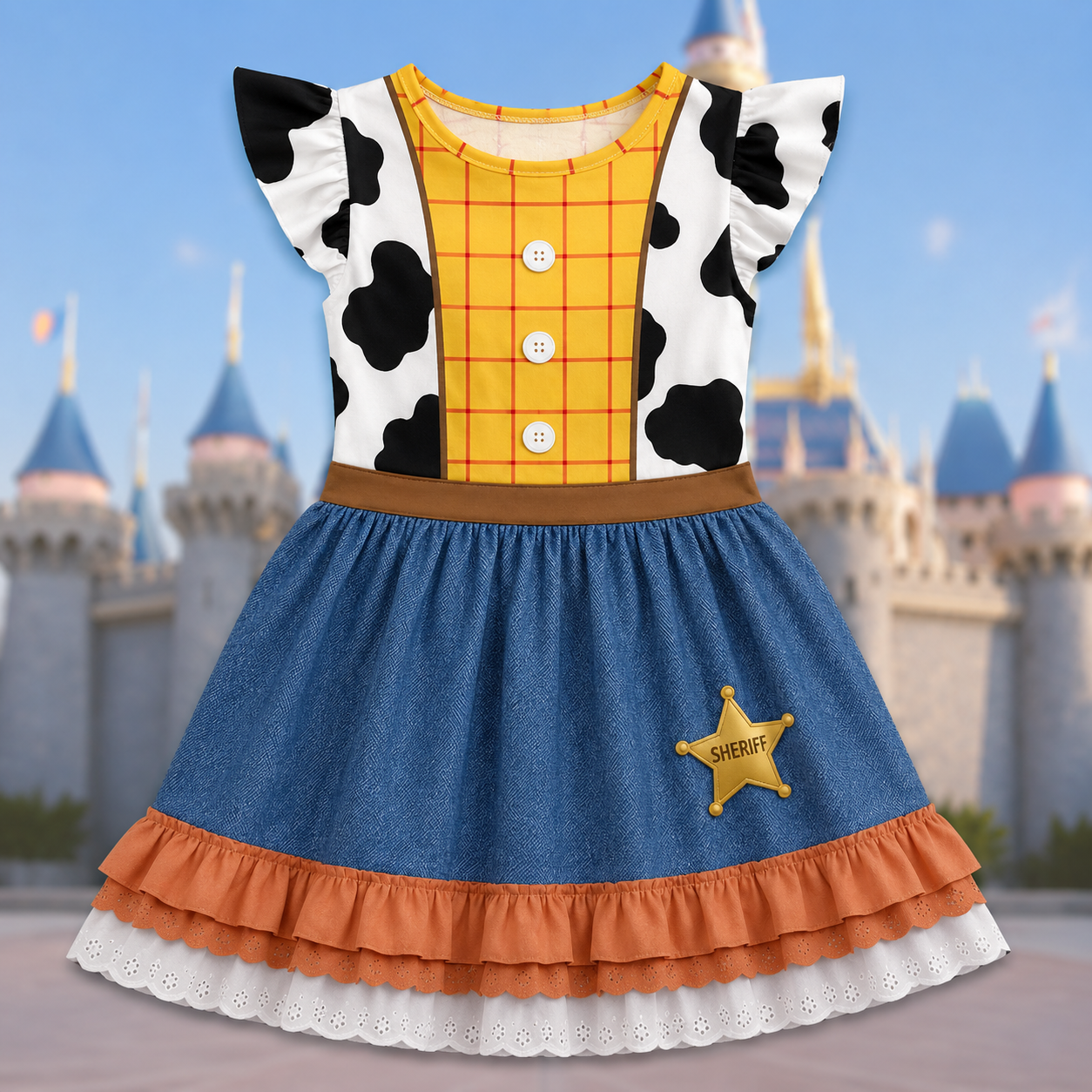 Personalized Kids Cowboy Theme Dress Woody Costume for Halloween Kid Dress GradoCreations