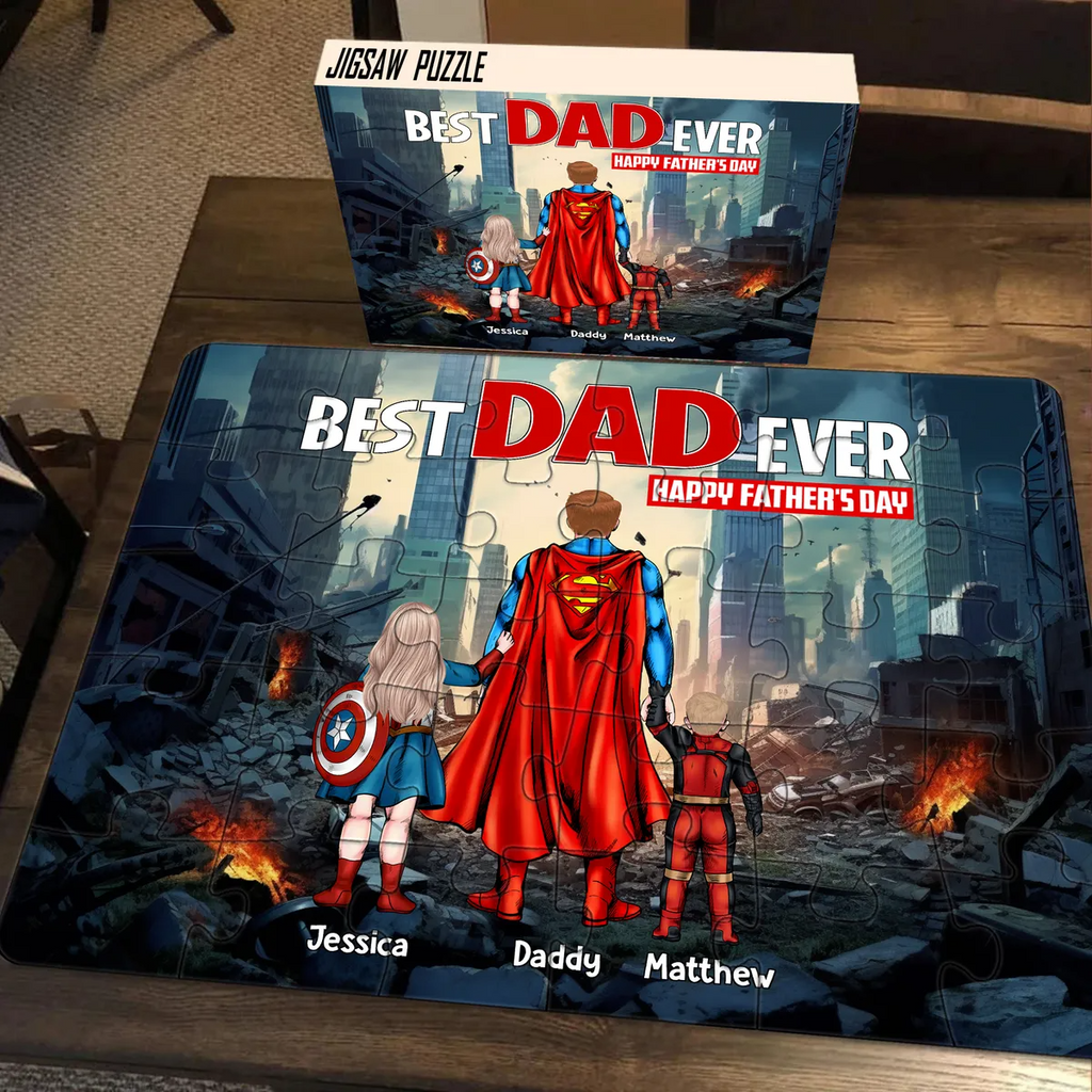 Personalized SuperDad Puzzle Custom Name Gift for Dad Puzzle GradoCreations