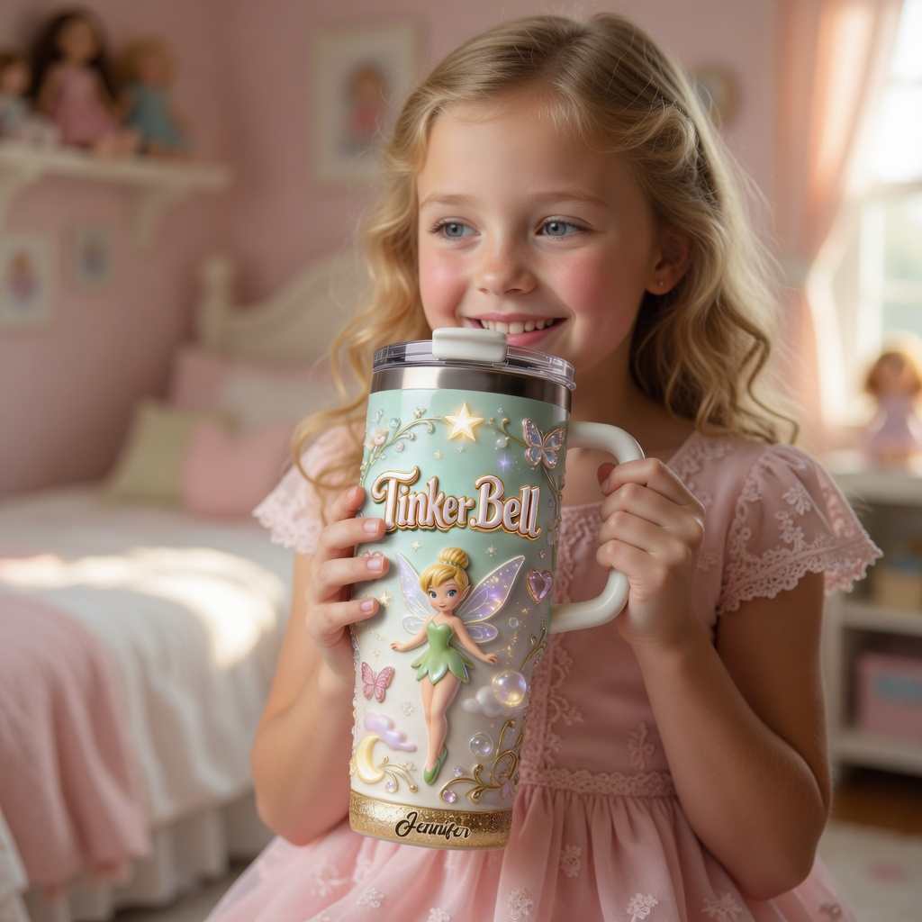 Personalized Tinker Bell Fairy Tumbler Custom Gift for Movie Fans