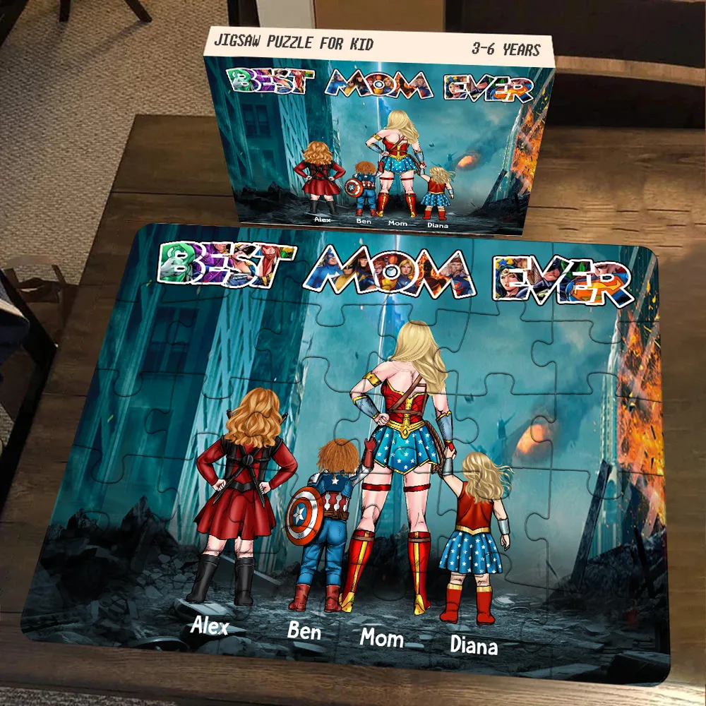 Personalized Super Hero Puzzle Best Mom Ever Custom Gift