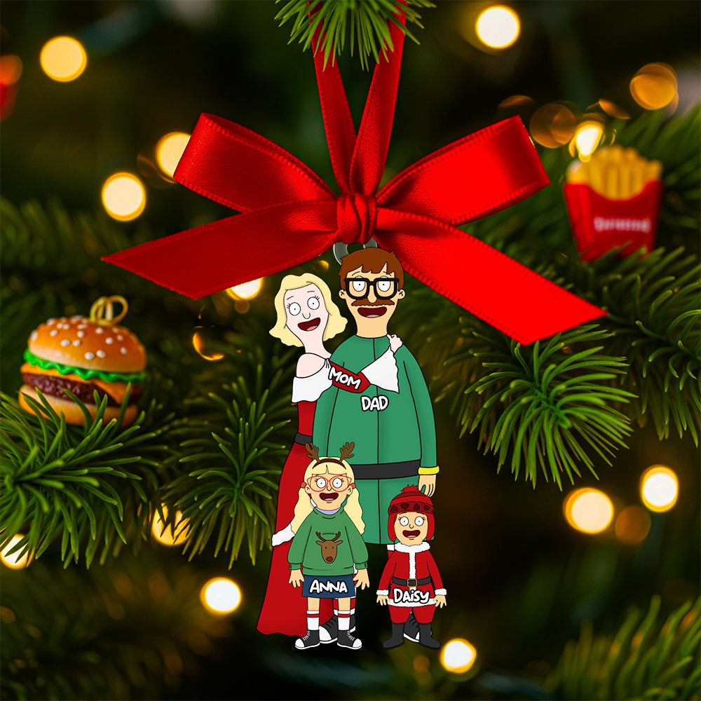 Funny Personalized Burger Family Acrylic Ornament Gift