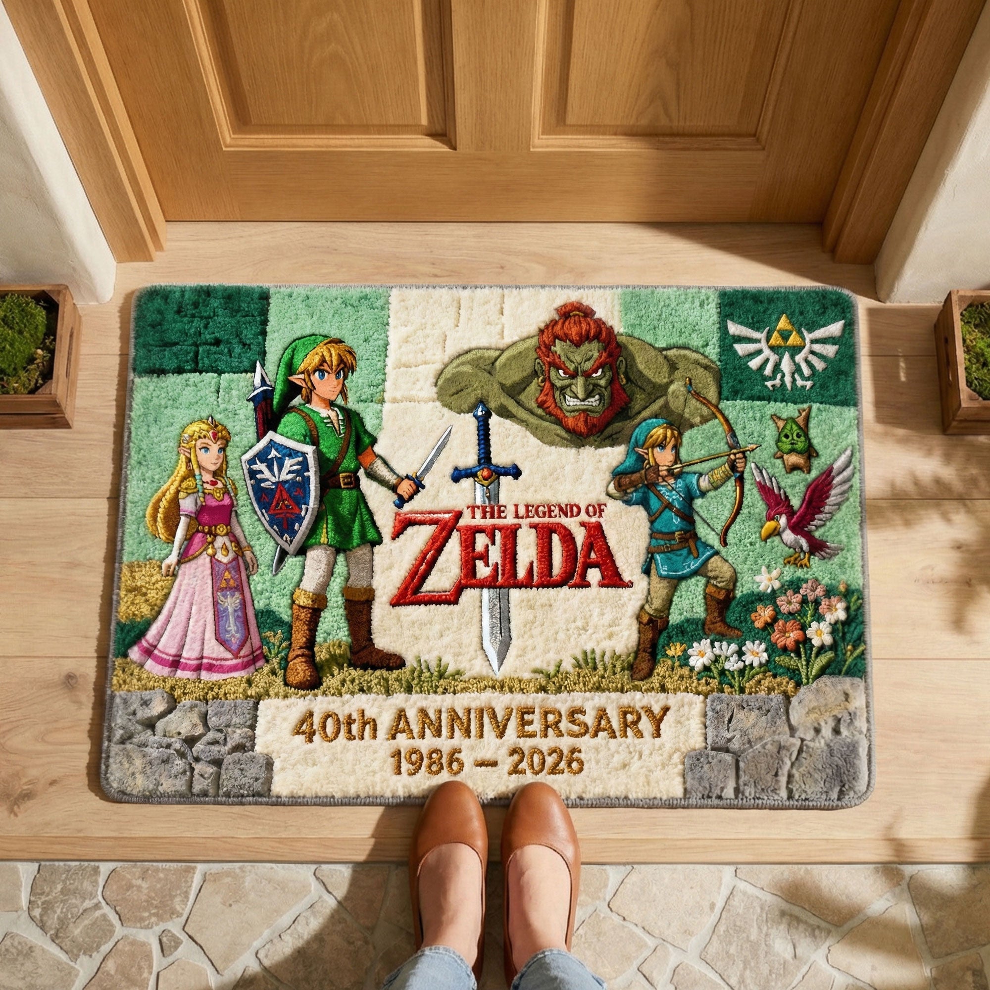 Personalized Legend of Zelda Doormat 40th Anniversary Gift