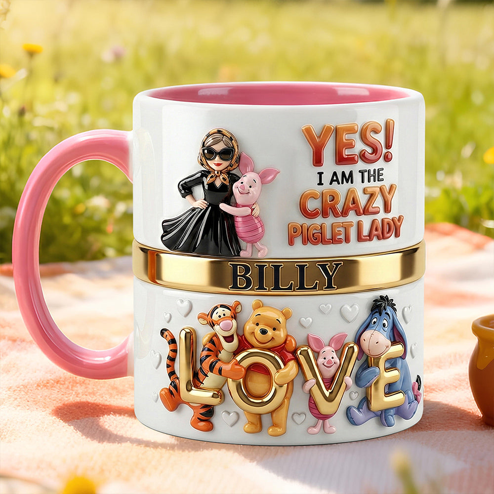 Personalized Crazy Pooh Lady Mug with Name | Unique Gift for Her