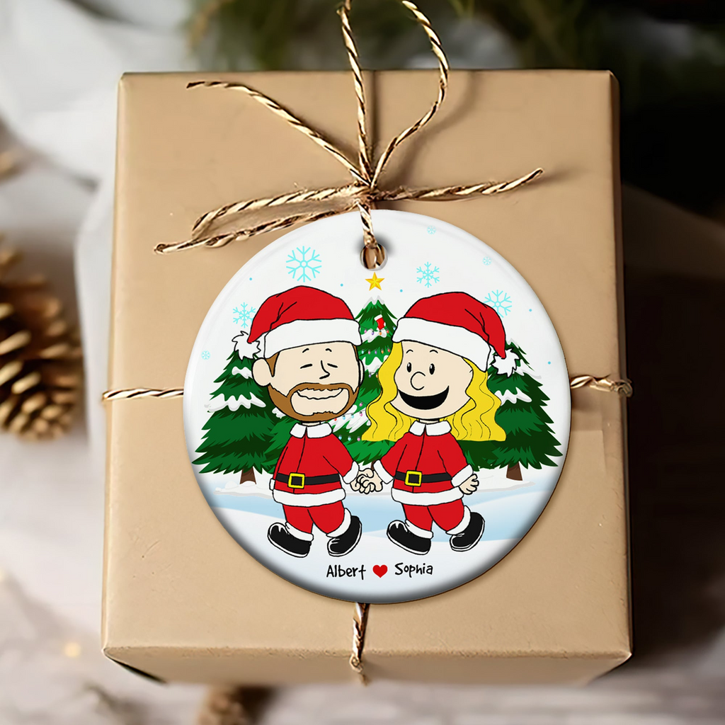 Personalized Ceramic Christmas Ornament for Couples Gift - Peanut Design