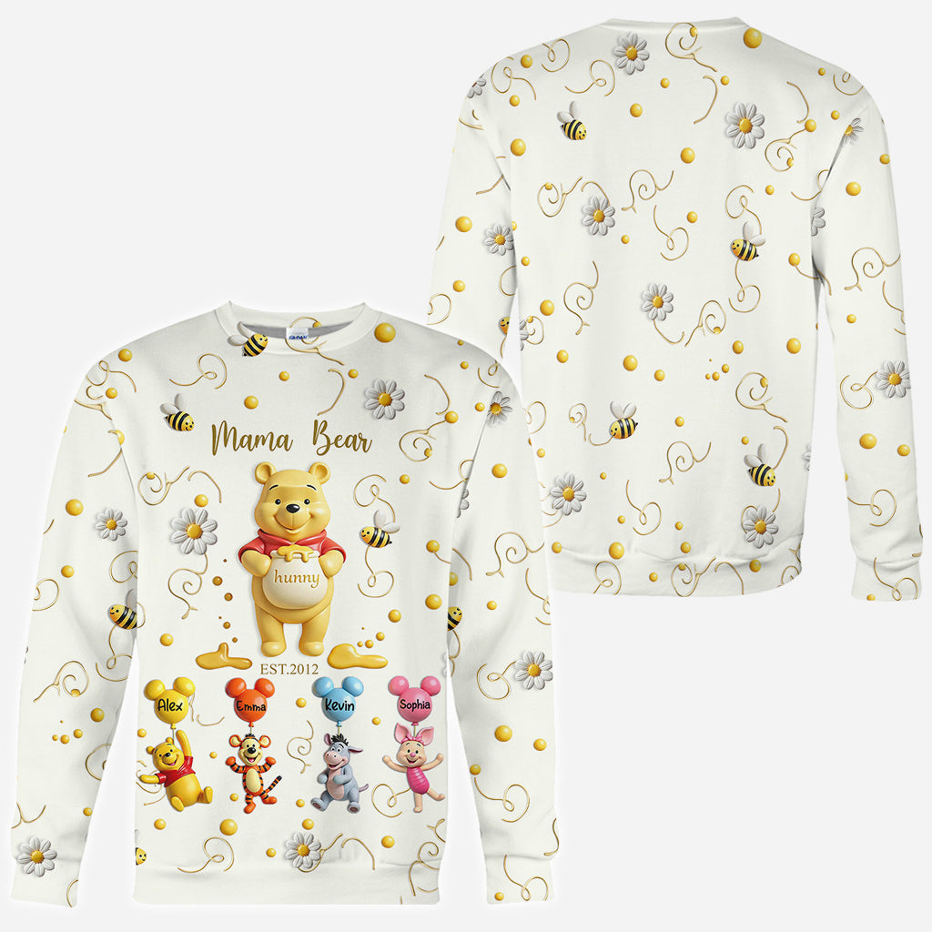 Personalized Mama Bear All Over Shirt Custom Family Gift for Mom