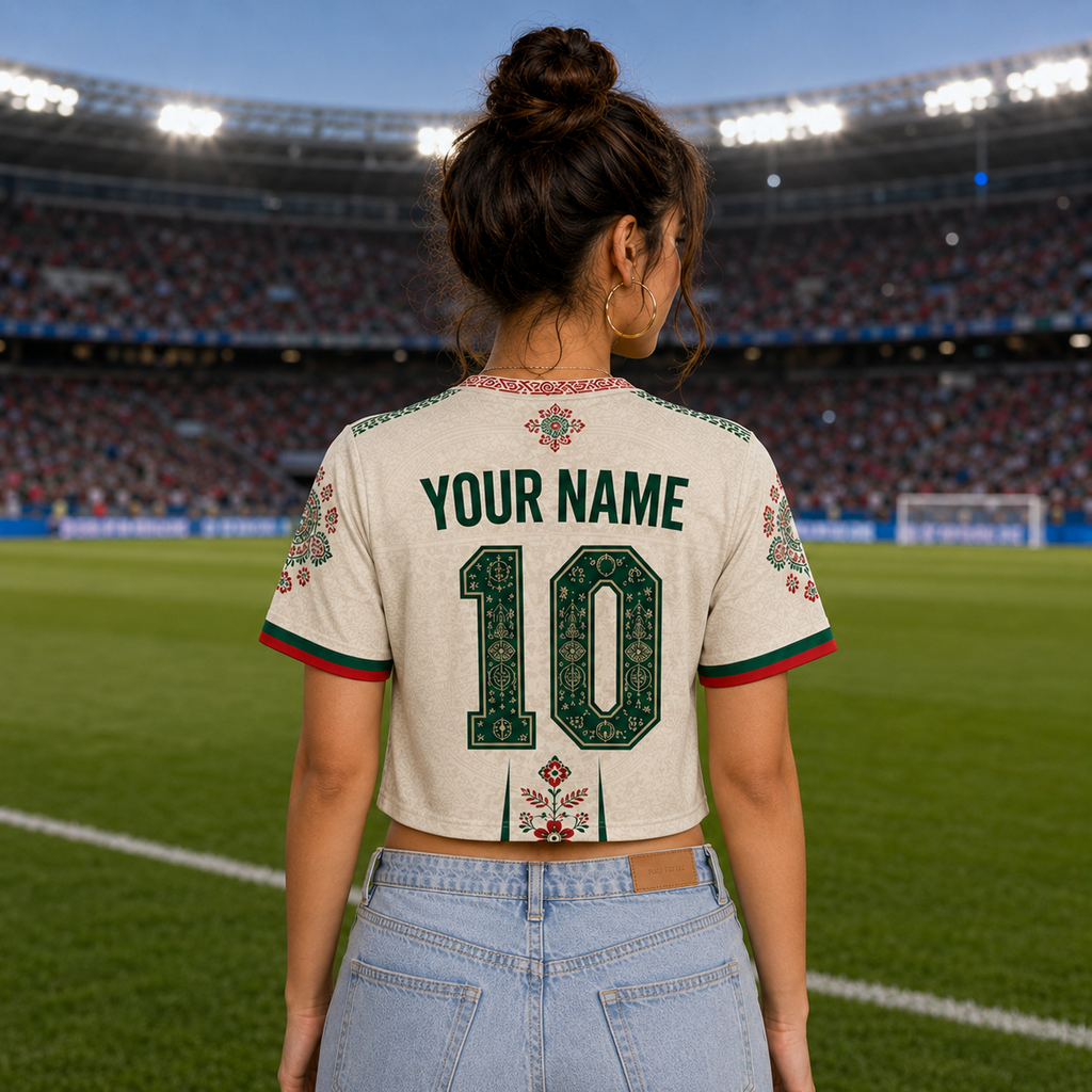 Personalized Mexico Soccer Jersey Crop Tee Gift for Fans
