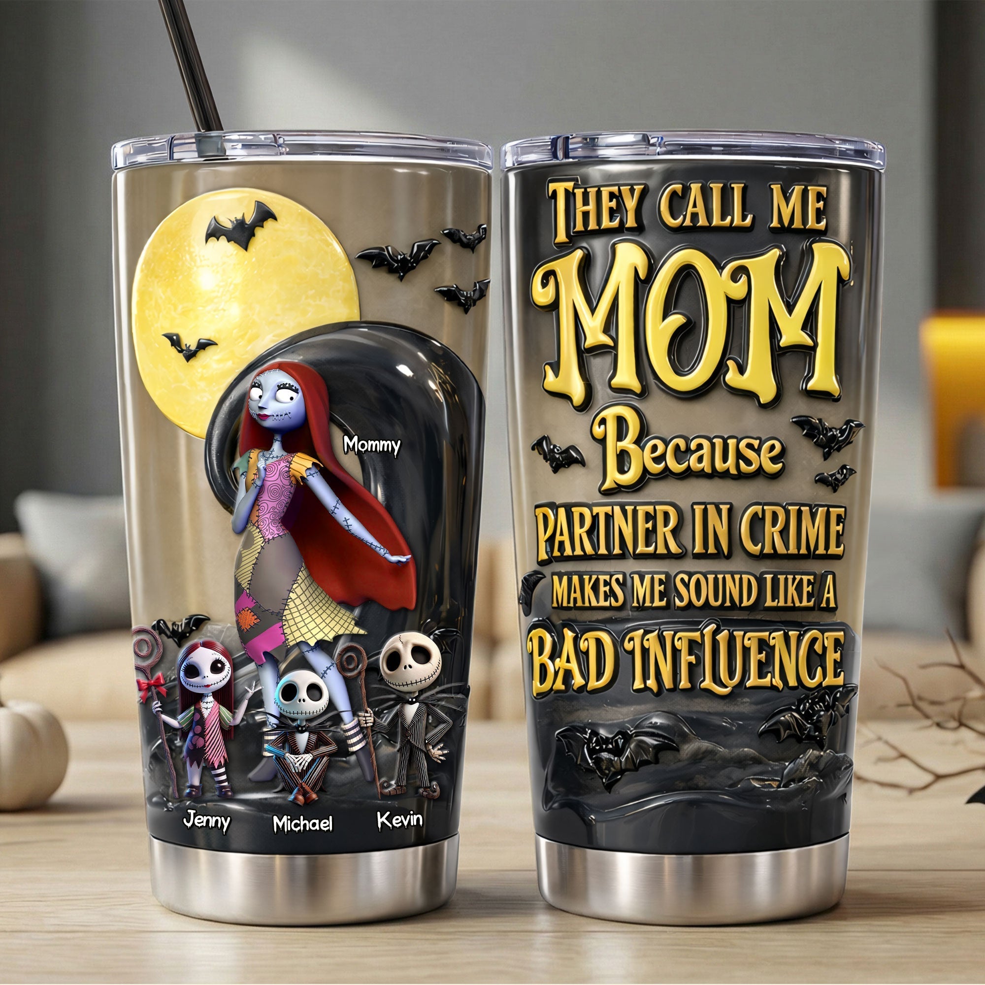 Personalized Halloween Themed Tumbler Custom Name Gift for Mom Tumbler GradoCreations